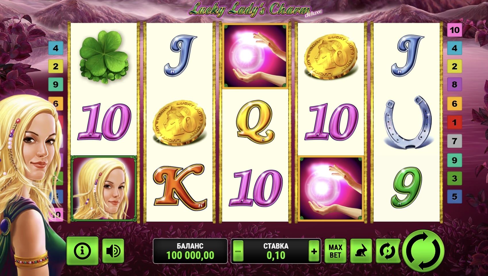 слот Lucky Lady’s Charm Deluxe от Novomatic по маленькой ставке